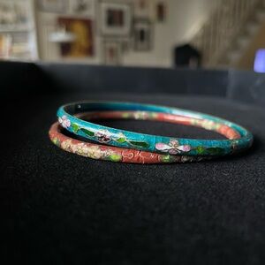 Floral Enamel Bangle Set
